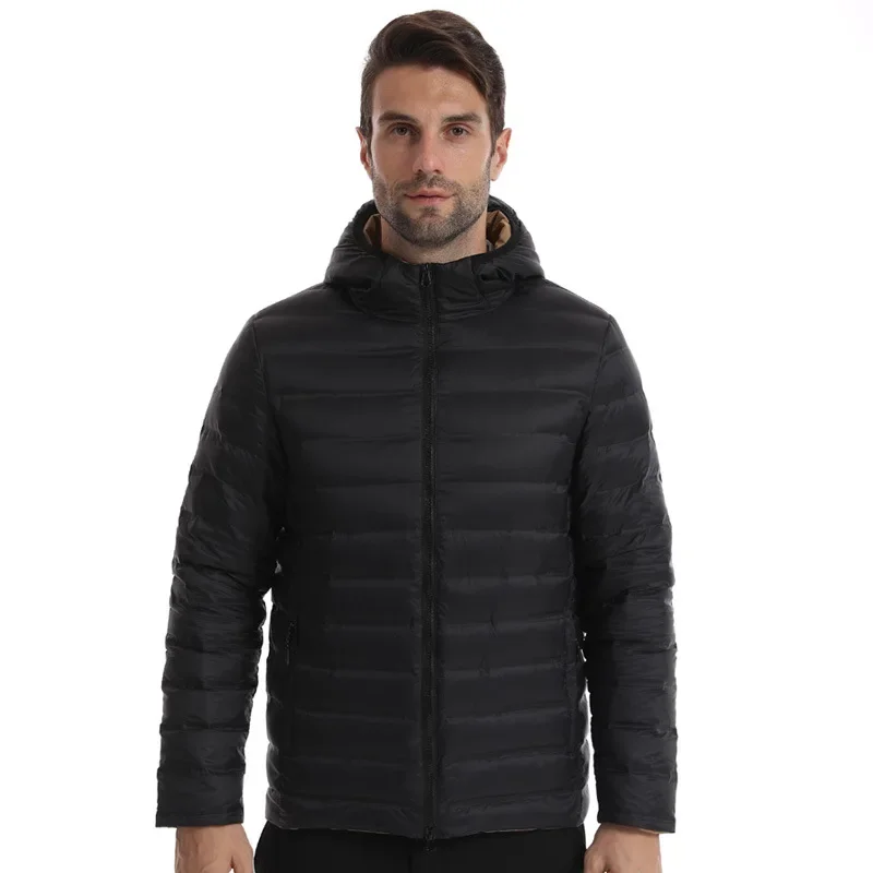 Down jacket new national standard men and women wear outdoor warm and water-proof light down hooded jacket on both sides