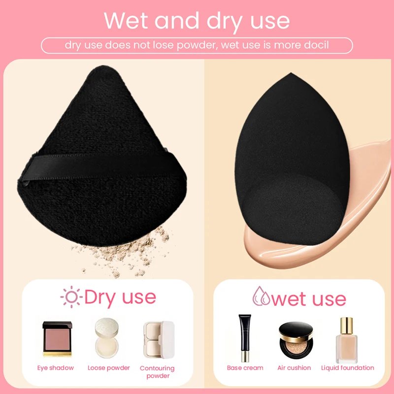 Set di 6 spugne per trucco, fondotinta morbido, frullatore di bellezza, uso asciutto e bagnato, soffio per cipria, strumenti cosmetici portatili