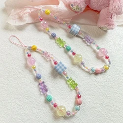 Y2K Original Macaron Jelly Bear Cute Phone Charm Strap Girl Woman Keychain Camera Lanyard Keycord for IPhone