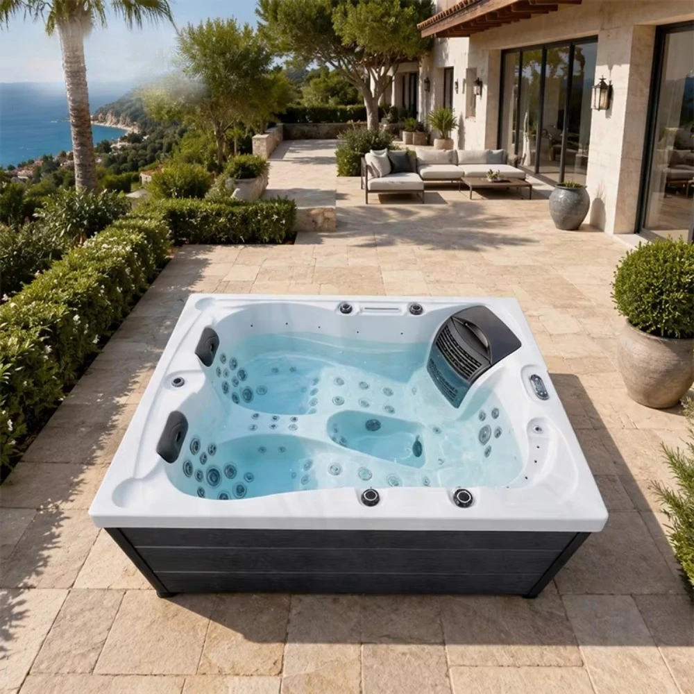 LOVIA L301 Modern Rectangle Acrylic 3-Person Outdoor Spa Tub Whirlpool 68 Jets Massage Balboa Control Freestanding Eco-Friendly