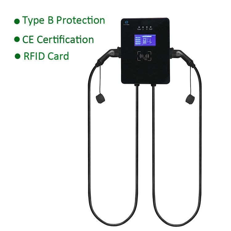 14kw Factory Manufacturer Ocpp1.6 New energy EV Charging vehicle parts and double gun charging pile ev charger