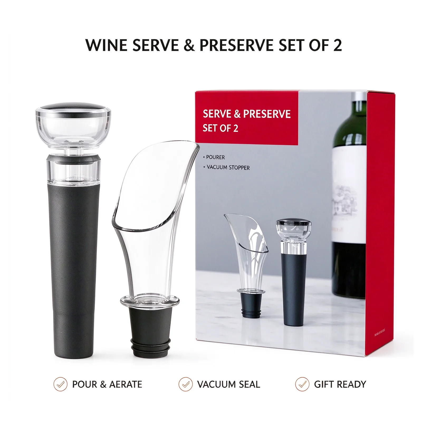 New Wine Pourer And Stopper Liquor Bottle Pourer Vacuum Wine Stopper Bottle Sealer For Improved Flavor Bar Bartender Accessories
