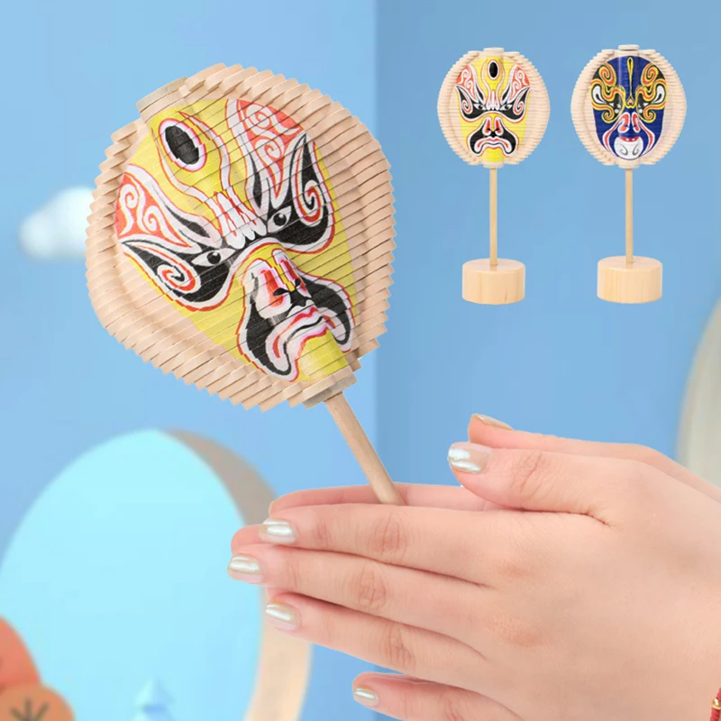 Creative Chinese Drama Facial Makeup Wooden Art Crafts Rotating Tree Lollipop Toy Home Decoration Stress Relief Toys Kids Gift