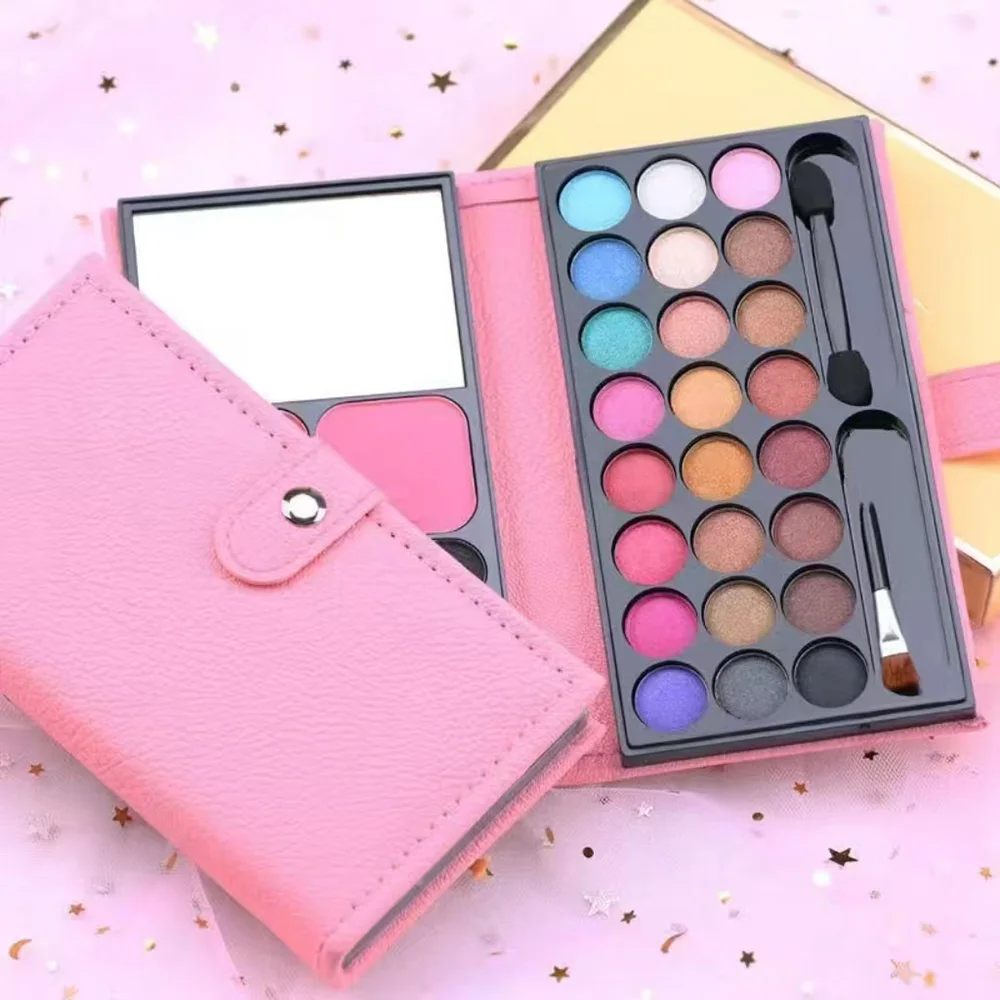 Colección de maquillaje de belleza de 32 colores, paleta de maquillaje con brillo mate, sombra de ojos, colorete facial, lápiz labial en polvo compacto con espejo