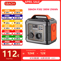 SBAOH P302 300W 296Wh Portable Power Station Generator Quick Charge 230V AC Sockets DC Ports and LED Torch for Travel Camping