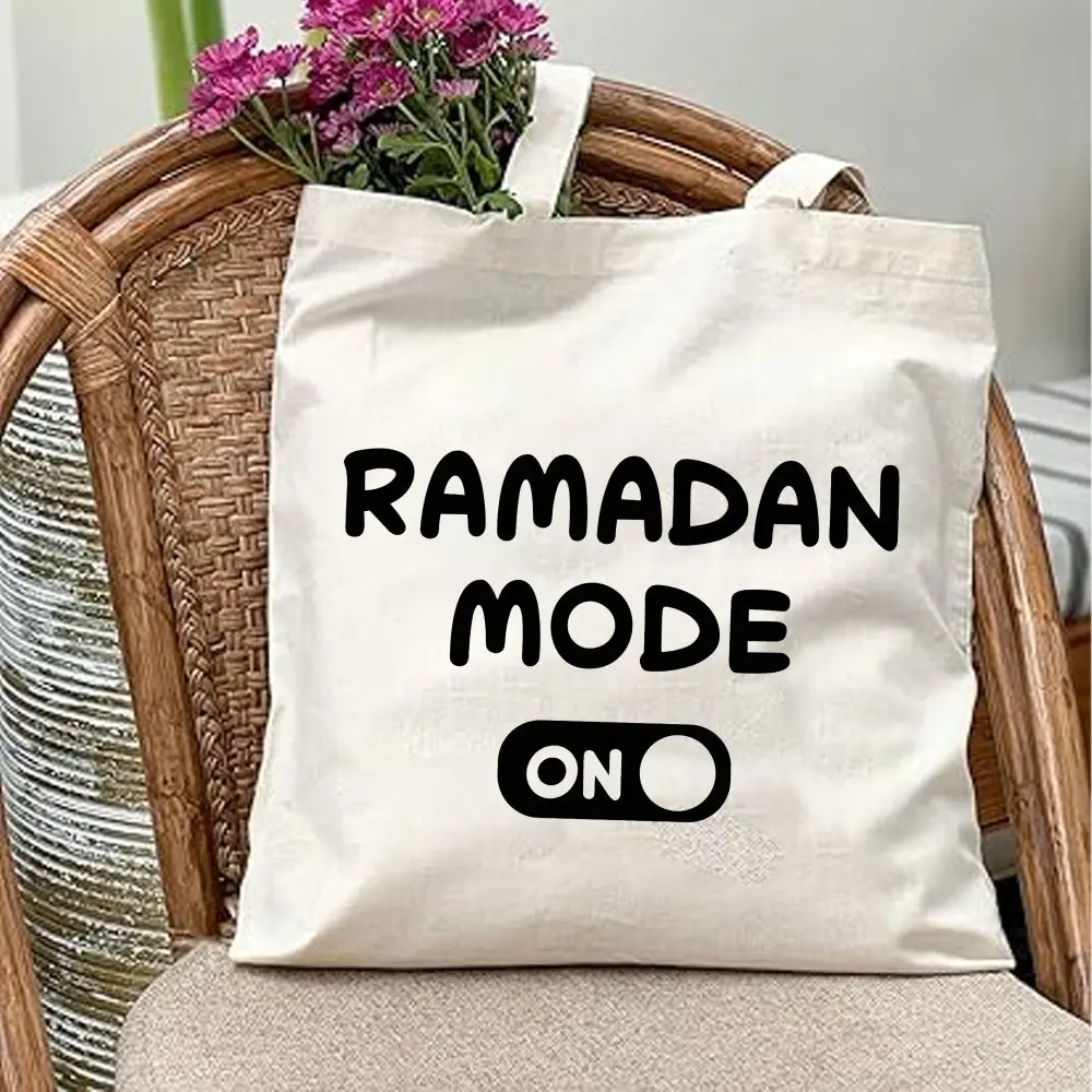 

Ramadan Mubarak Handbag - Handbag with "RAMADAN MODE ON" pattern, Large capacity open durable women's fashion bag