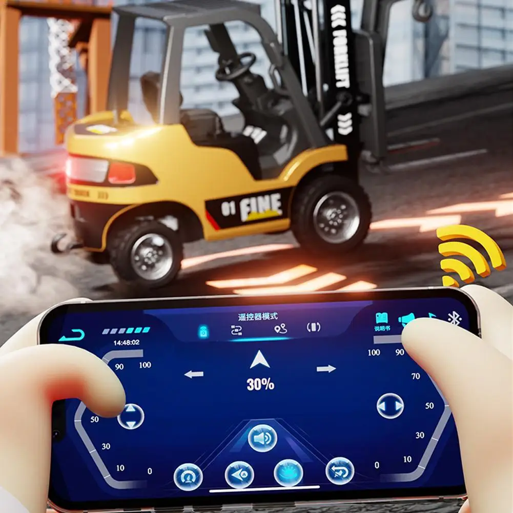 Mini Bluetooth Remote Control Forklift Collection Boys Gift Engineering Vehicle Mini Tabletop Toys Model Home Decor Kids Gift