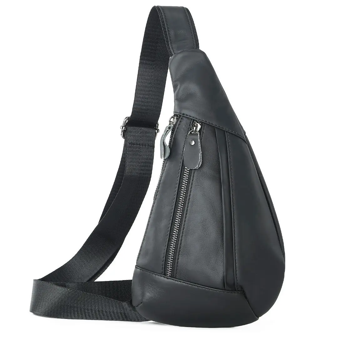 New Fashion Genuine Leather Men Waist Packs Male Casual Chest Pack High Quality Boy Brand Design Chest BagsShoulder Package