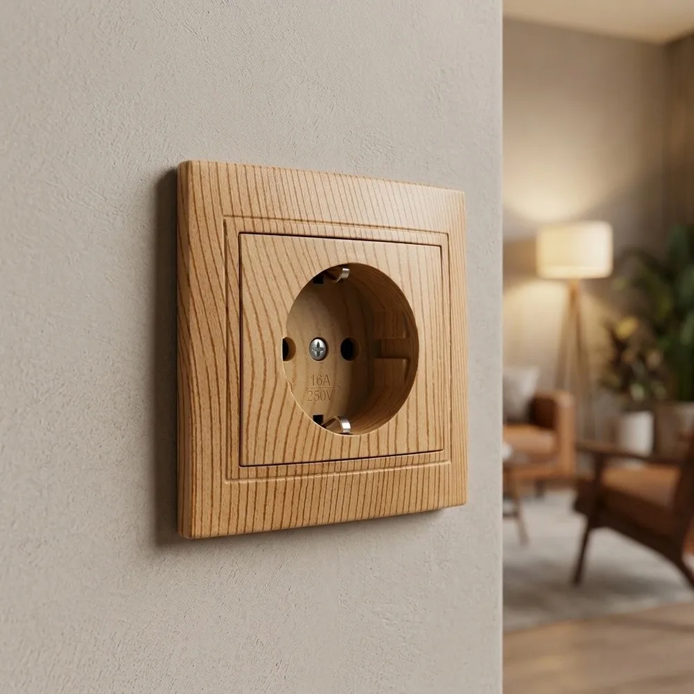 Decorative Wall Plate 86mm Wall Socket For Seamless Interior Blending Sophisticated Aesthetic Elegant Wood Finish