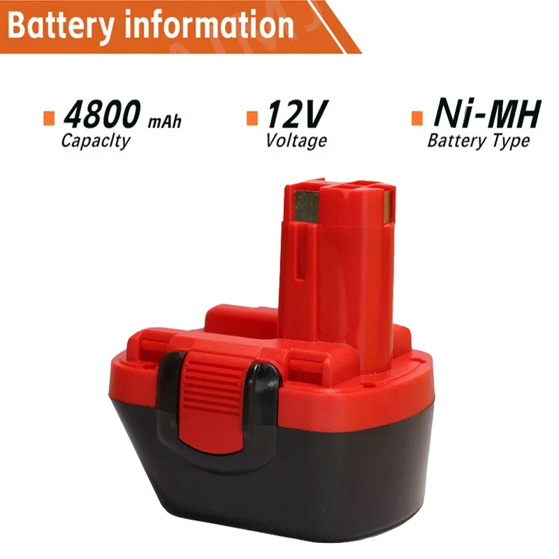 

BAT043 BAT045 BAT120 4800mAh Ni-MH 12V Rechargeable Replacement Battery for Bosch 12 V Drill GSR12VE-2 PSR12VE-2 2607335273