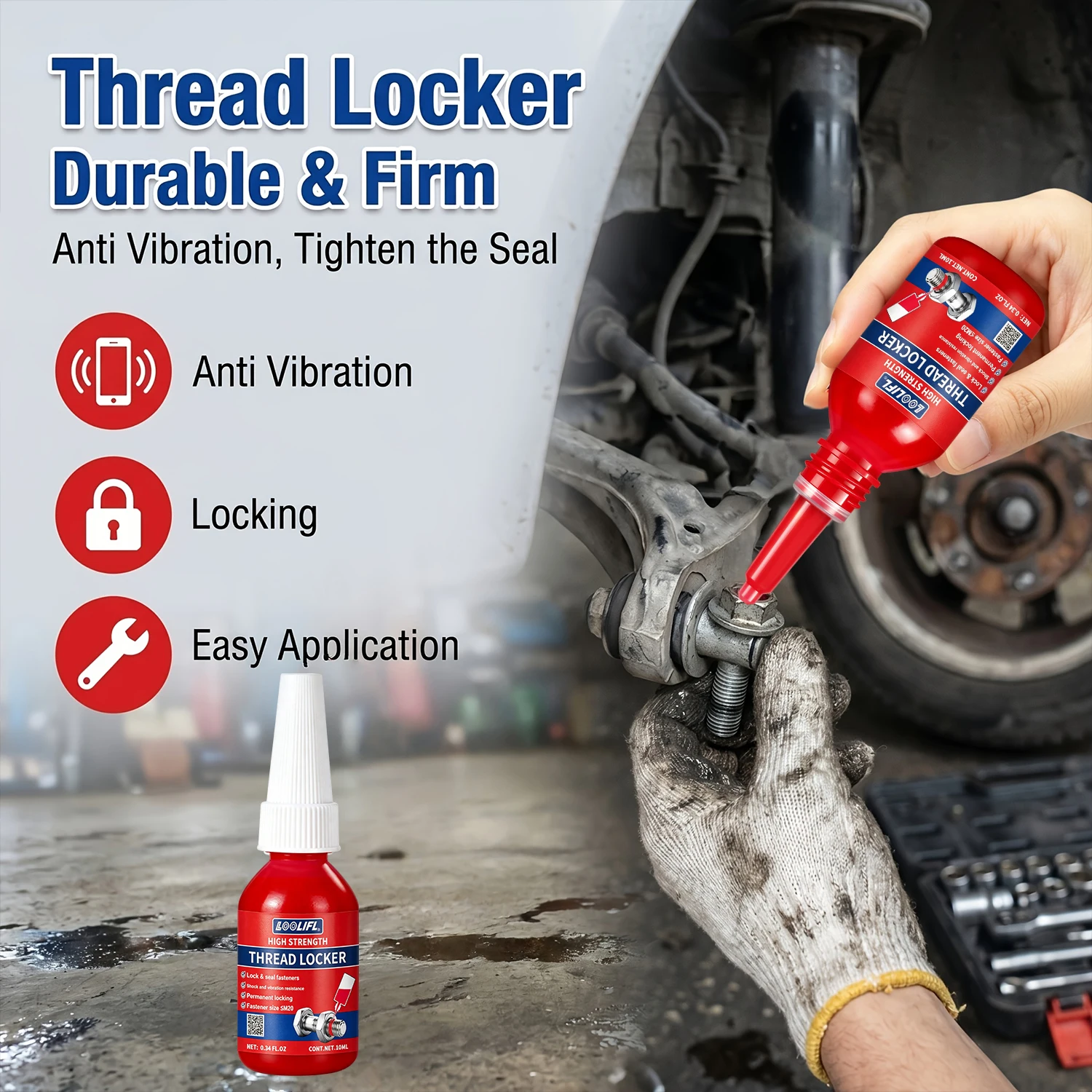 LOOLIFL Thread Locking Agent 50G Red High-Strength Anaerobic Screw Adhesive  Anti-Loosening Sealant For Metal Bolts and Nuts 243