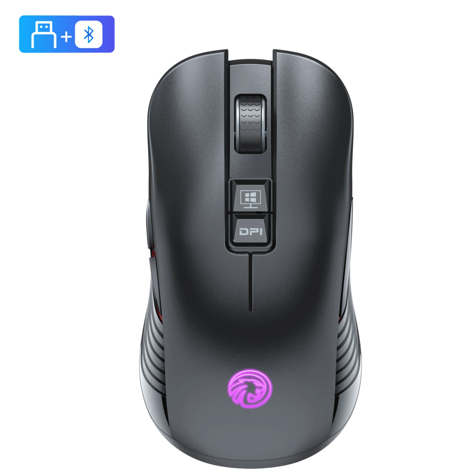 Gaming Wireless Mouse Dual Mode Bluetooth 5.1/2.4G Wireless LED Rechargeable Type-C Bluetooth Mouse with 3 Adjustable