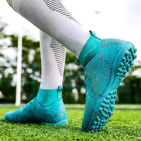 Fashionable 4 colors are available, high-top football boots are unisex style, and broken spikes are optional styles TF and FG