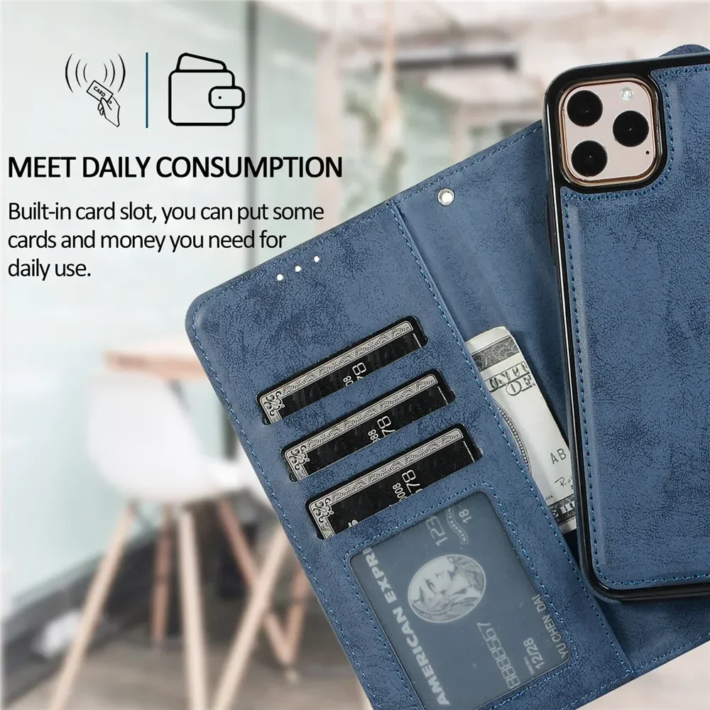 Luxury Leather Removable Flip Wallet Card Case for IPhone 13 14 15 16 Pro Max 12 Mini 11 XS XR X 8 7 Plus SE2022 Phone Bag Cover
