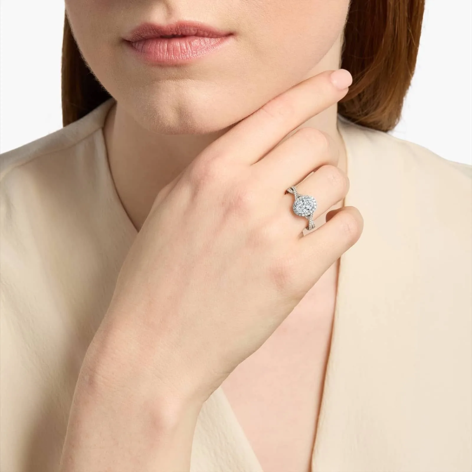 MUSHAN Luxury 925 Sterling Silver Factory 1 Carat Cultivated Diamond Ring with IGI s925 Sterling Silver Diamond Ring D Color