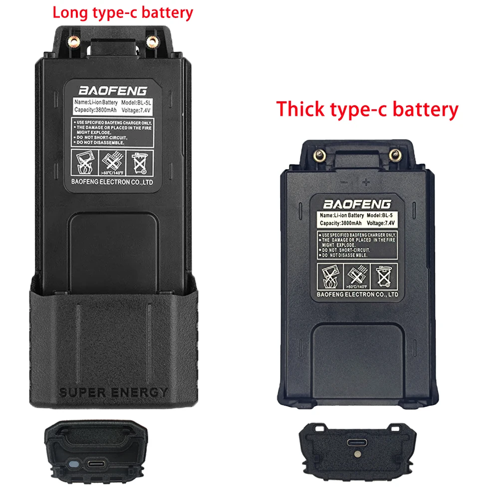 

Baofeng UV-5R T Walkie Talkie Battery Type-C Charger BL-5R 3800mAh Battery for Walkie Talkie BF-F8+ uv5r UV-5RE UV-5RA 5RB