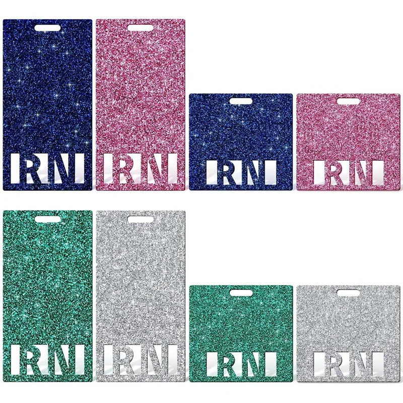 

8 Pcs Registered Nurse RN Glitter Badge Holder RN ID Badge Card for Nurse Coworkers Nursing Students