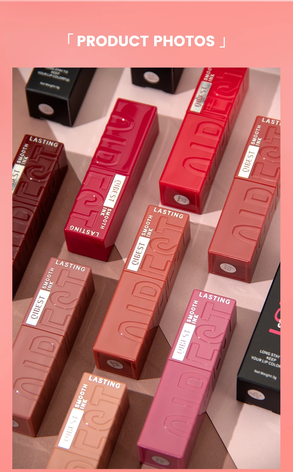QIBEST Wässrige Glanz-Lippenglasur, feuchtigkeitsspendend, langlebig, sexy roter flüssiger Lippenstift, spiegelglänzender Lipgloss, Tönung, Kosmetik für Frauen – Detail 14