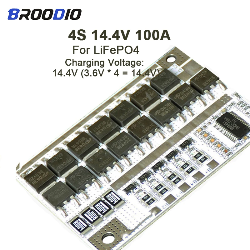 BMS 18650 리튬 이온 배터리 보호 보드, PCB BMS 4S 회로 모듈, 3.2V Lifepo4 배터리, 3.6V, LiFePO4, LiFe, 4S, 14.4V, 100A