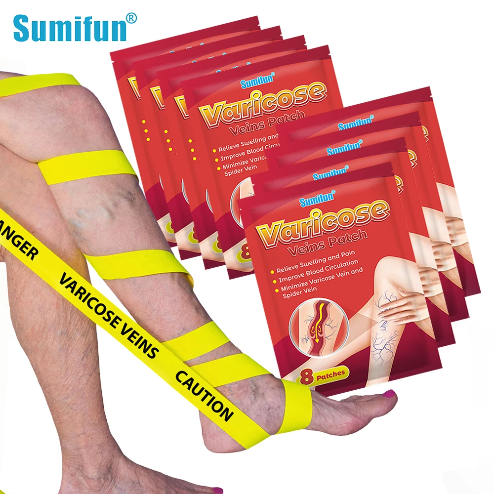 

64Pcs Sumifun Varicose Veins Treatment Legs Patch Vasculitis Phlebitis Spider Varicosity Angiitis Removal Herbal Medical Plaster