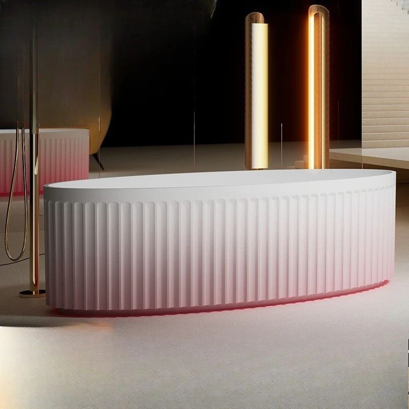 Artificial stone bathtub independent vertical stripe home hotel B&B villa light luxury bathtub