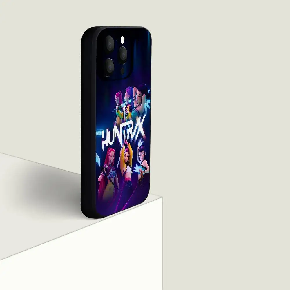 KPop شيطان الصيادين جراب هاتف أسود سيليكون ماتي جراب هاتف آيفون 17 الهواء 16 15 14 13 12 11 برو ماكس بولي TPU لينة حالة