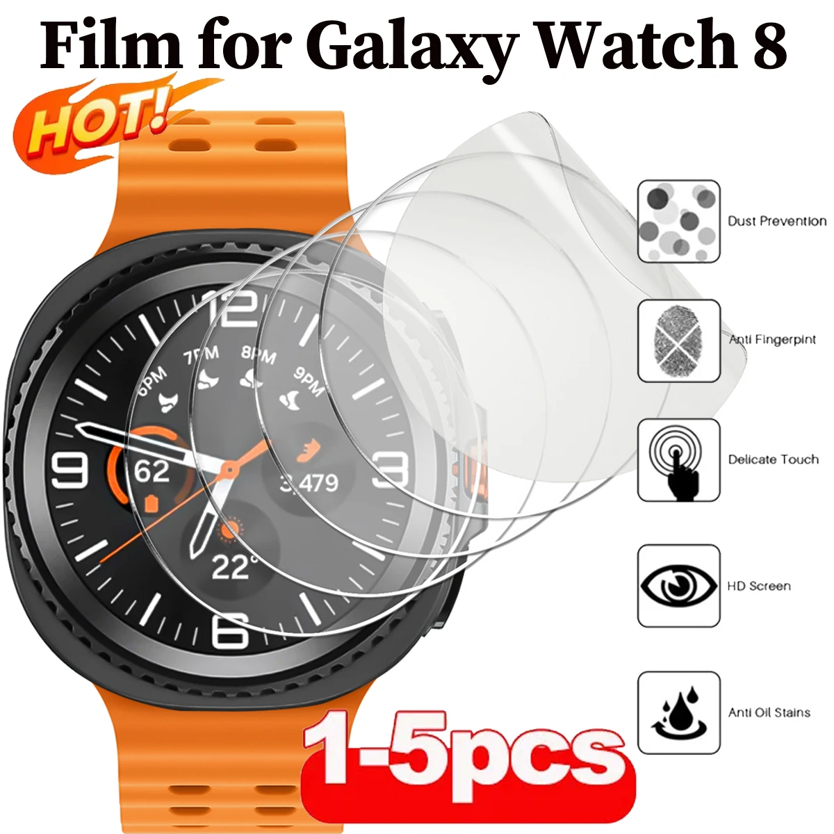 1-5PCS Hydrogel Protective Screen Film for Samsung Galaxy Watch 8 Classic 46mm HD Screen Protector for Watch 8 40mm 44mm