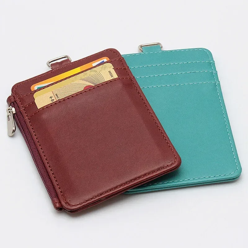 PU Leather Multi-card Slots, funcionários, funcionário de escritório, titular do cartão de estudante, Badge Access Control, Business Lanyard, Zipper Work Permit