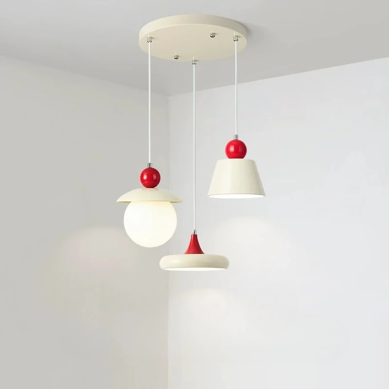 French Cream Style Restaurant Chandelier Modern Creative Bar Counter Island Dining Desk Lamp Atmosphere Three Head Pendant Light