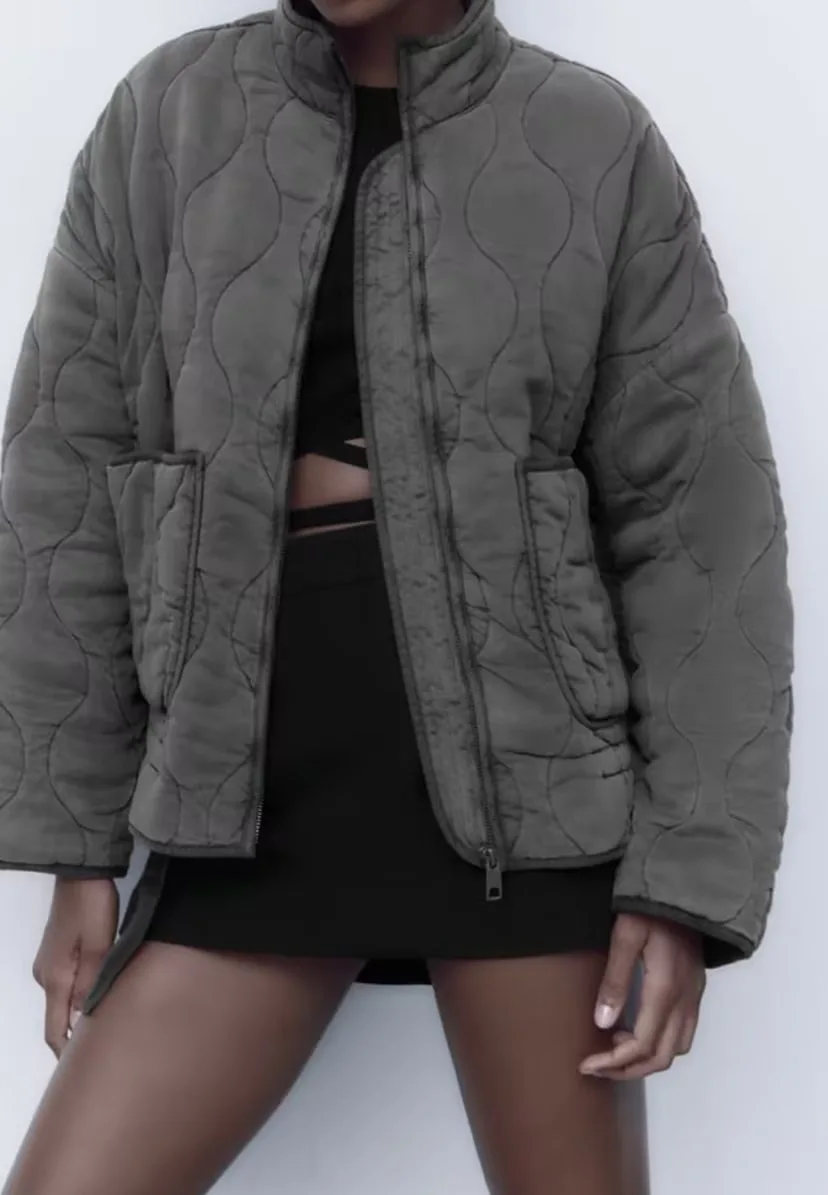 

2026, осенняя новая женская куртка, простая серия, разноцветная стеганая теплая хлопковая куртка с воротником-стойкой, пальто