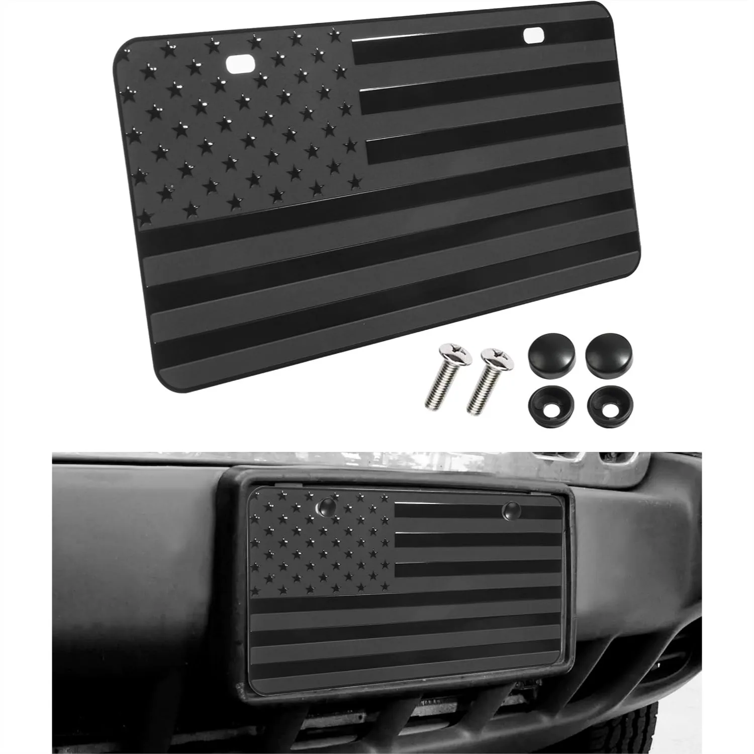 

3D American Flag License Plate Frame, Premium Aluminum Car Tag Holder for Front Plate, Durable Rustproof for Cars Trucks RVs