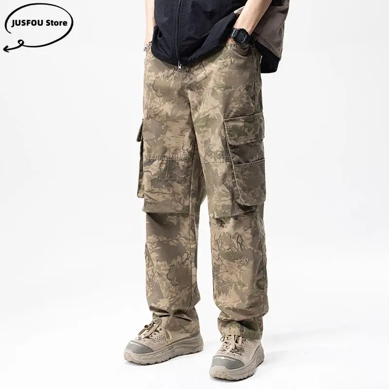 Desert Camouflage Overalls Men's 2025 New Loose Straight Fashion Men's High-End Street Korean Style Versatile Casual Pants