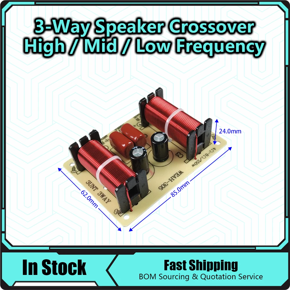 3 Way HiFi Speaker Frequency Divider 150W Audio Crossover Filter Treble Alto Bass Frequency Divider for Professional or Home