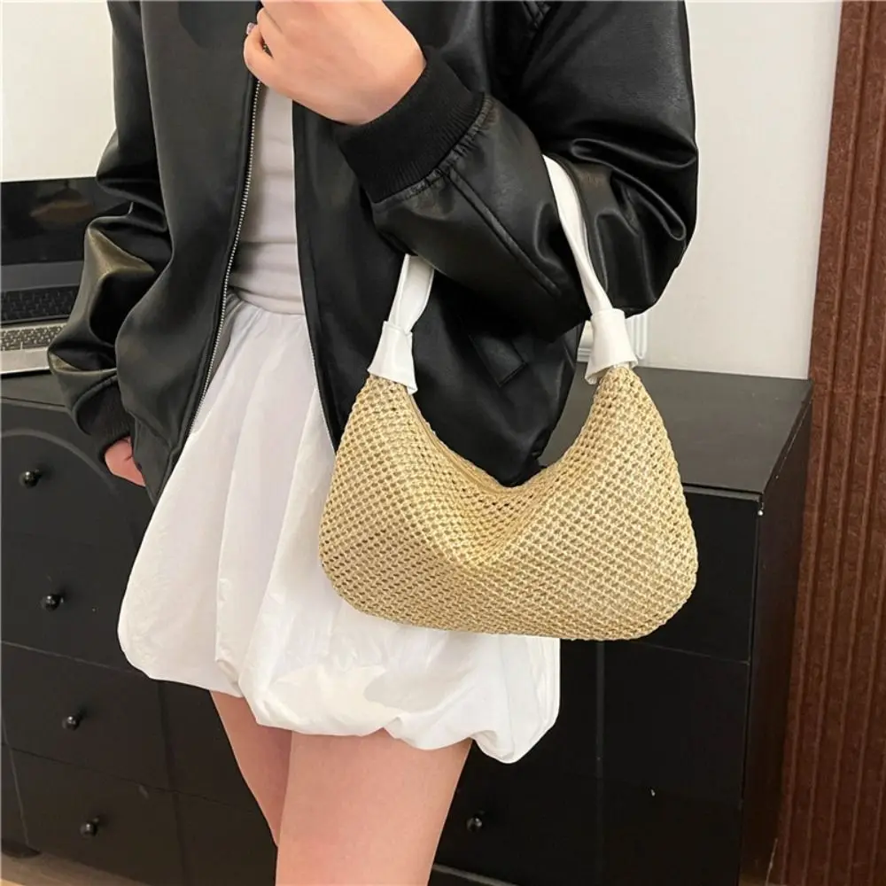 

Trendy Summer Weave Straw Bag New Leisure Straw Shoulder Bag Boho Casual Beach Handbag for Girls
