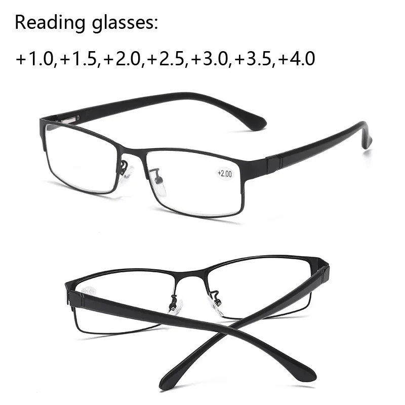 Fashion Classic Business Reading Glasses for Men Non Spherical 12 Layer Coated Lenses Presbyopia Eyeglass Titanium Alloy Eyewear