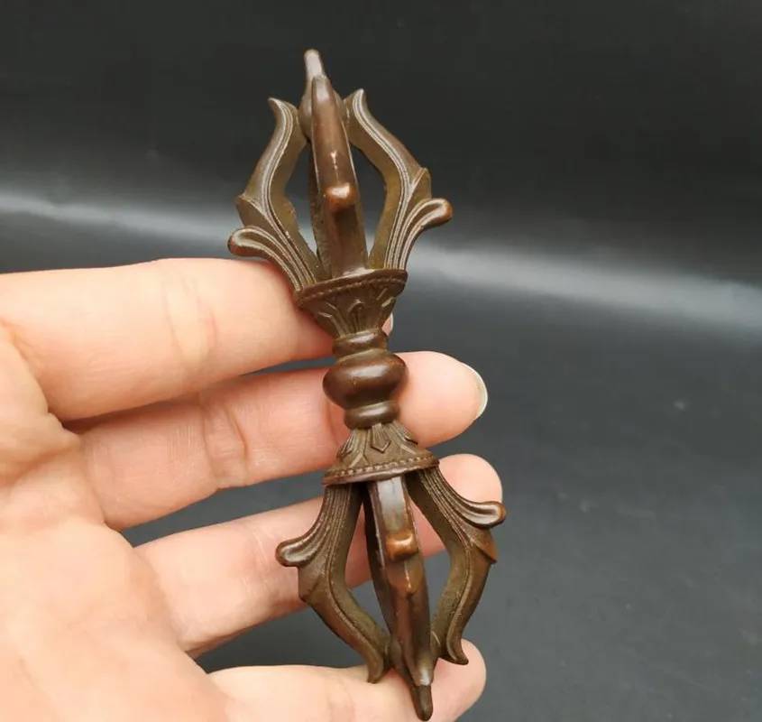 

Vintage Copper Vajra Pestle Feng Shui Ornament Religious Collection Buddha Instrument Home Decorations Antique Brass Desk Decors