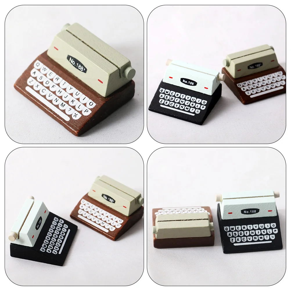 

Vintage Mini Typewriter Home Office Decor Wood Design House Adornment Photo Vintage Mini Adornment Prop Miniature House Supply