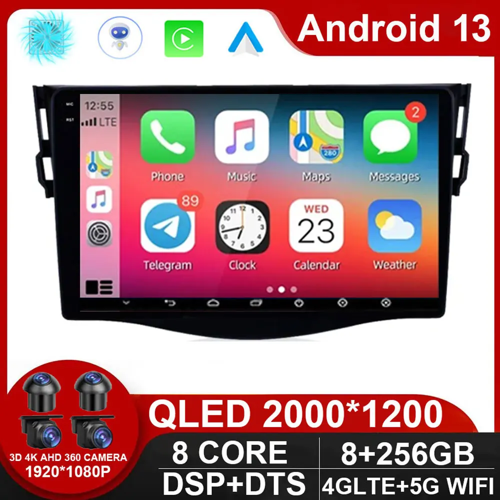 

9" Android 13 Car Radio For Toyota RAV4 Rav 4 2005 - 2013 Multimedia Player 2Din Carplay DSP Navigation GPS 4G stereo NO DVD