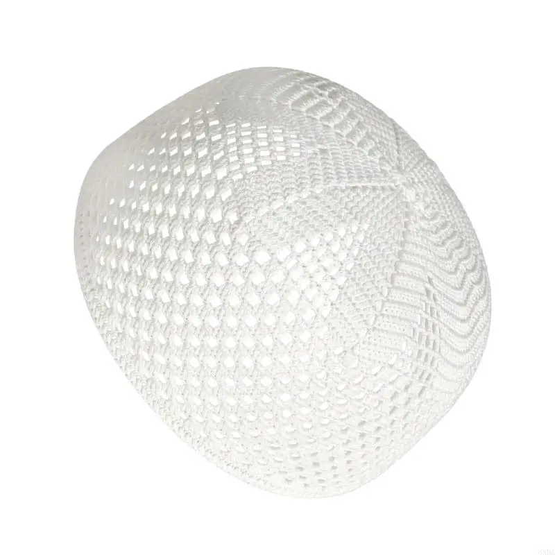 Cotton Kufi Cap with Hand-Crocheted Texture, Open Stitched Brimless Prayer Cap with Flexible Unlined Construction for Theme