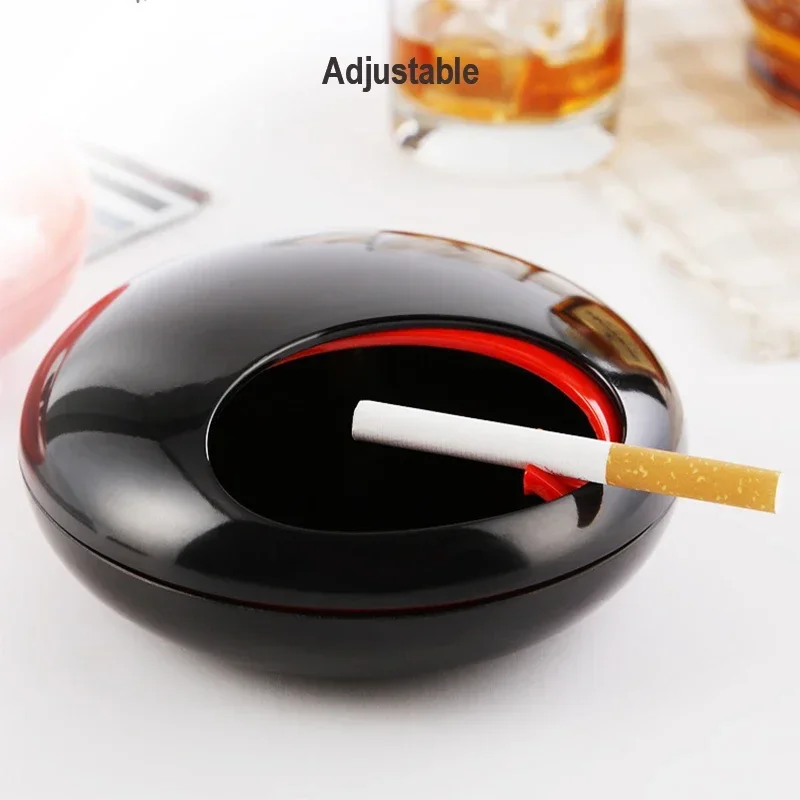 

Melamine Ashtray with Sliding Lid Rotating Desktop Ashtray Windproof Smokeless Ash Tray For Office Home Decoration