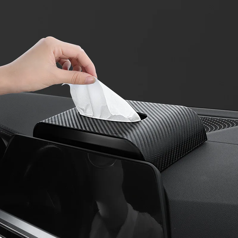 Universal Car PU Leather Tissue Box Cover Sun Visor Back Hanging Type Car Tissue Box Armrest Box Towel Tissue Storage Case