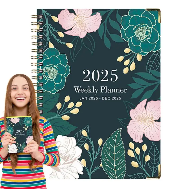 2025 Daily Planner Floral Pattern Daily Agenda Book January 2025-December 2025 12-Month Planner For Time Management