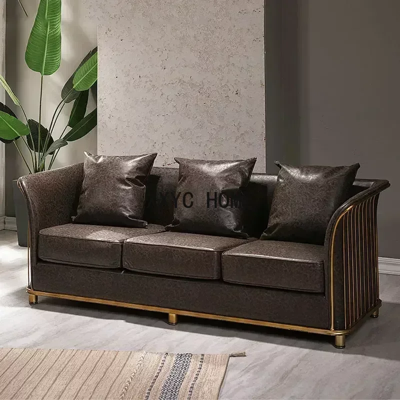 TAO ChinaFurniture processing and production factory, modern light luxury leather, stainless steel single sofa