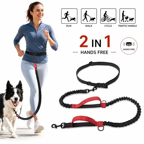 Pet Retractable Belt Leash For Running Reflective Retractable Hand Free Dog Leash with Adjustable Waist Rope For Outdoor Running