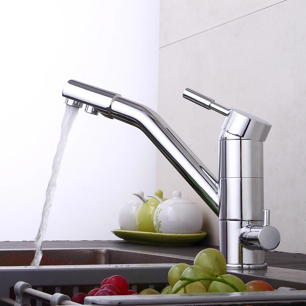 3 in 1 Kitchen Water Filter Faucet Three-Way Faucet Osmosis System Tap Rotatable 3 Way Water Filter Kitchen