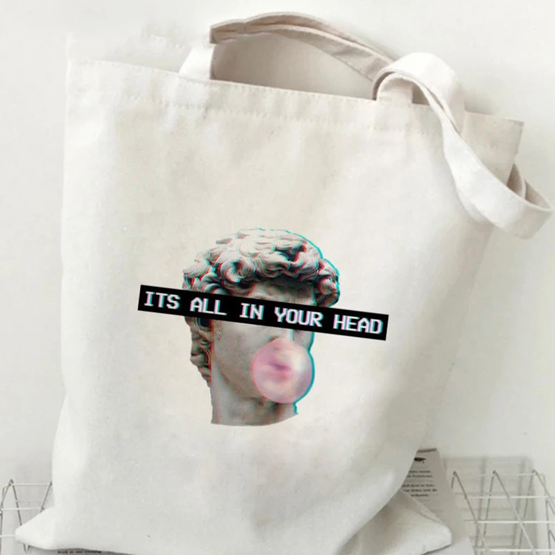 

Vintage Art Collage Canvas Shoulder Bag Classical Sculpture Pattern Tote Handbag Reusable Eco-friendly Women's Shopping Bags