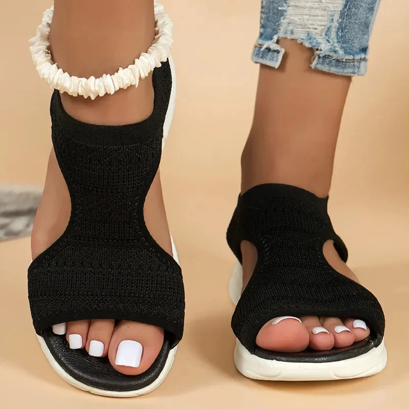 2026 Damen Sommer Neuheit Mesh-Strick Plateau-Sandalen Rutschfeste Sport-Sandalen Damen Lässige Offene Zehen Römische Leichte Sandalen – Detail 37