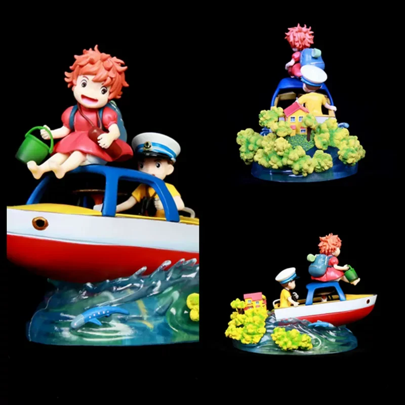 Ponyo & Sosuke Bootszene Cartoon Anime Actionfigur Statue PVC-Modell Spielzeug Desktop-Sammlerstück Ornament Auto-Dekoration Fan-Geschenk