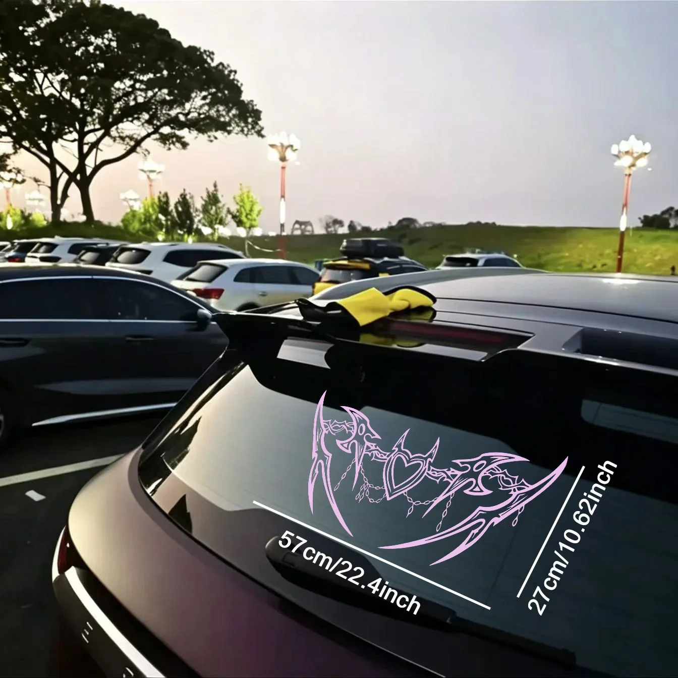 Dark Gothic Heart Chain Scythe Sticker, Waterproof UV Resistant Vinyl Decal for Car Rear Window Windshield Truck SUV Aesthetic