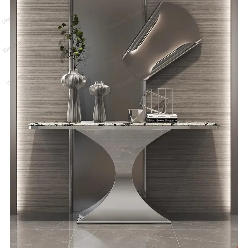 

Стол-консоль Bloka Italian Jane Luxury Tianshan Twilight Snow из натурального камня, современный, для прихожей, настенный